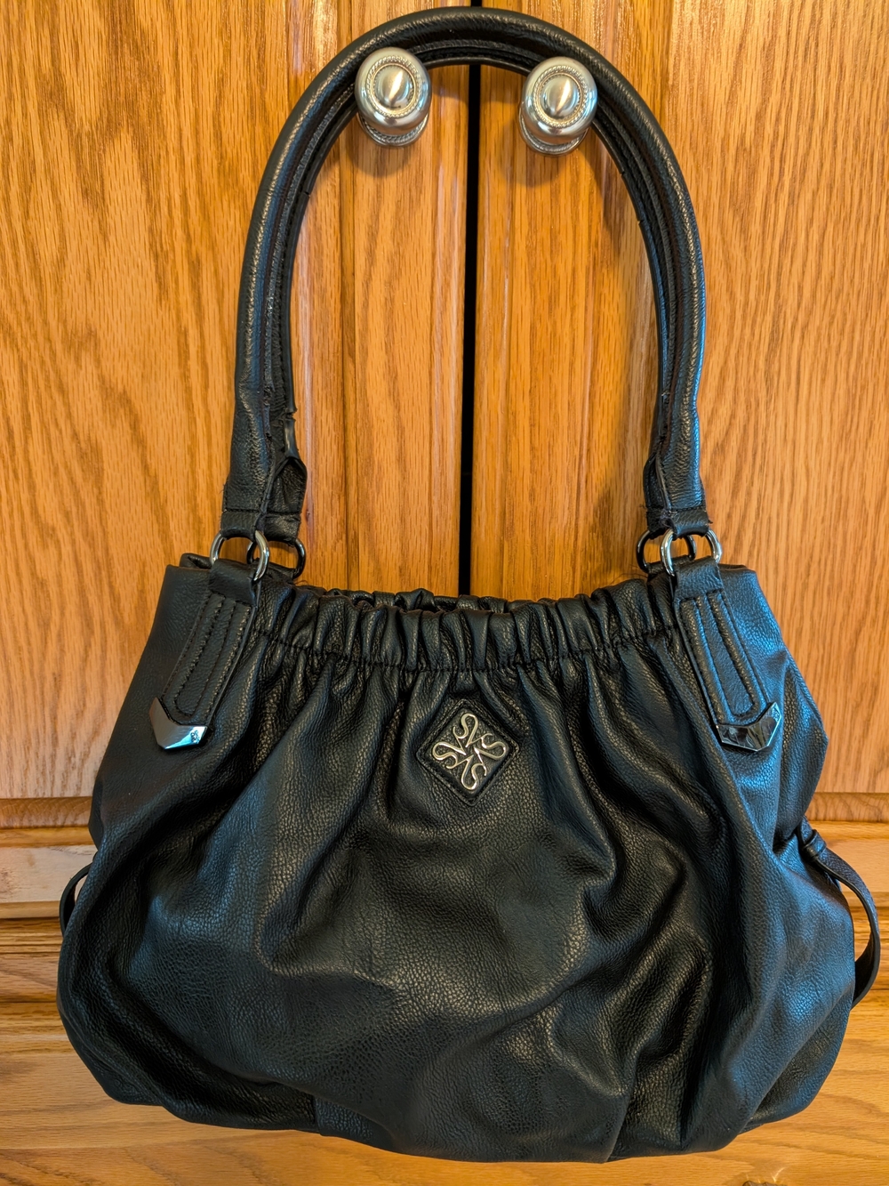 Simply Vera Vera Wang Black Ruched Shoulder Bag